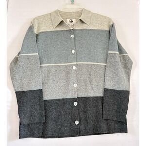 Natural Instincts Lambswool Cardigan Sweater Shell Buttons Vintage Large